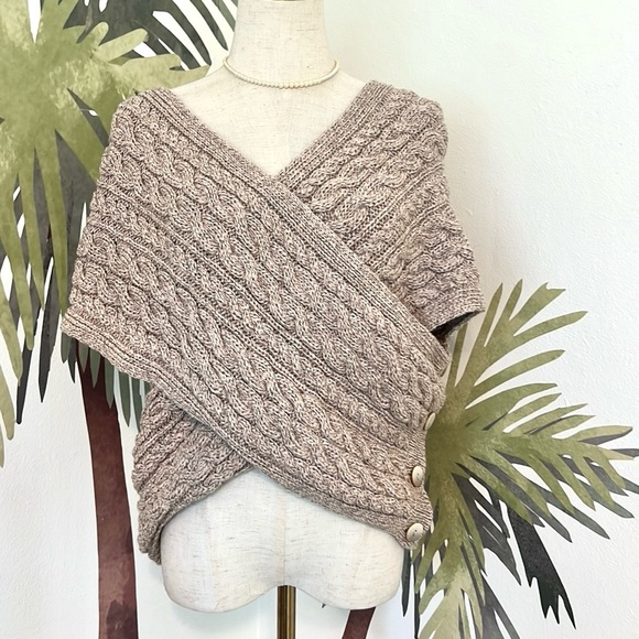 NWT, Aran,Ireland, Mirano Cable
Crossover Wrap w/Buttons Cable Knit Sweater - Picture 5 of 11
